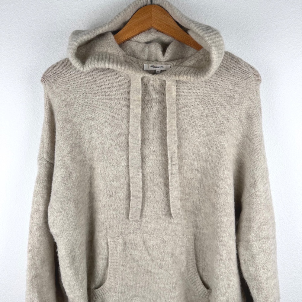Madewell Knit Hoodie Women Medium Beige Excellent Wool Alpaca Blend Casual Chic - Picture 2 of 7